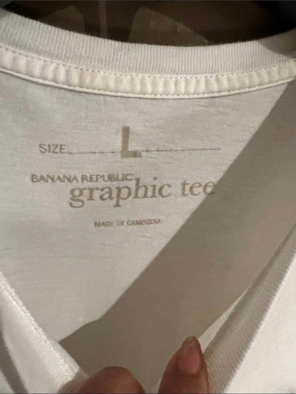 Banana Republic White Tee with Gold and Gray Graphic